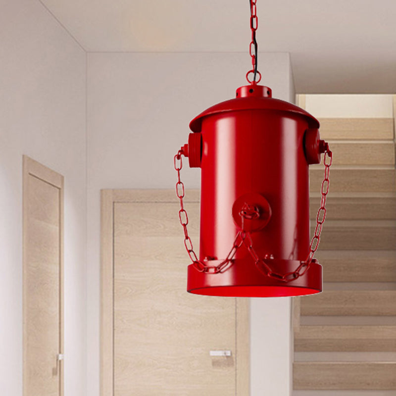 Creative Fire Hydrant Hanging Light Metallic 1 Light Suspension Light for Restaurant Bar Red Clearhalo 'Ceiling Lights' 'Pendant Lights' 'Pendants' Lighting' 456396_4fa330ee-3ecb-47e5-951e-8831caef0c02