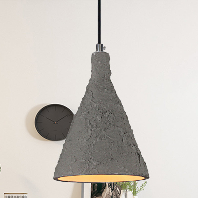 1 Light Pendant Lighting with Funnel Shade Cement Industrial Restaurant Suspension Light in Grey Grey Clearhalo 'Ceiling Lights' 'Modern Pendants' 'Modern' 'Pendant Lights' 'Pendants' Lighting' 456439