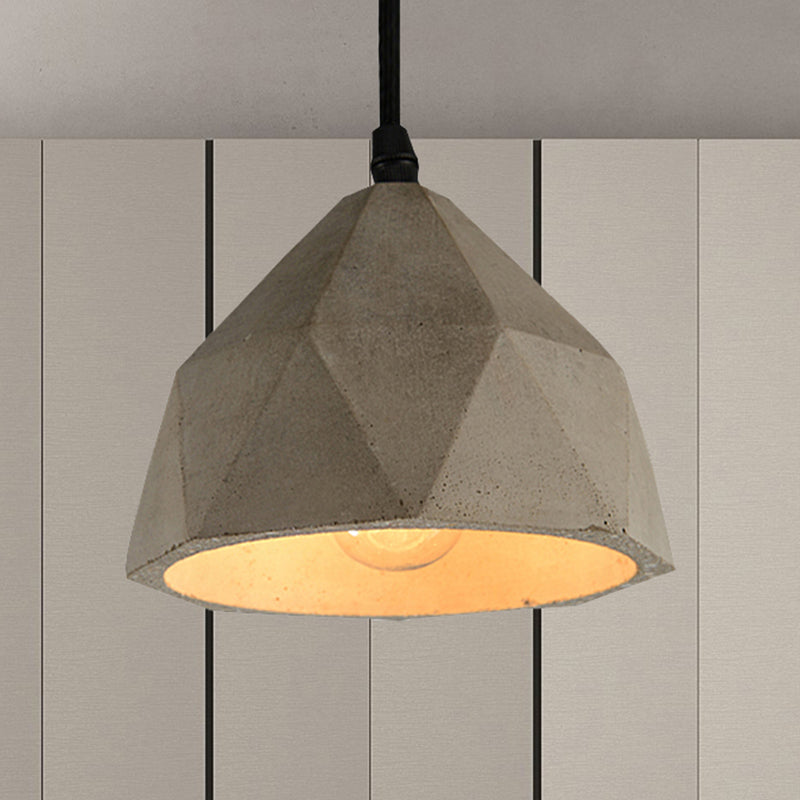 Bowl/Cylinder/Semi Circle Cement Pendant Lamp Vintage 1 Light Dining Room Hanging Light Fixture in Grey Clearhalo 'Ceiling Lights' 'Modern Pendants' 'Modern' 'Pendant Lights' 'Pendants' Lighting' 456450