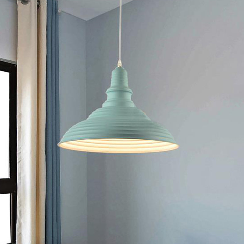 Metal Pink/Blue Pendant Lamp Ribbed Double Bubble 1 Light Industrial Style Suspension Light for Bedroom Clearhalo 'Ceiling Lights' 'Modern Pendants' 'Modern' 'Pendant Lights' 'Pendants' Lighting' 456458