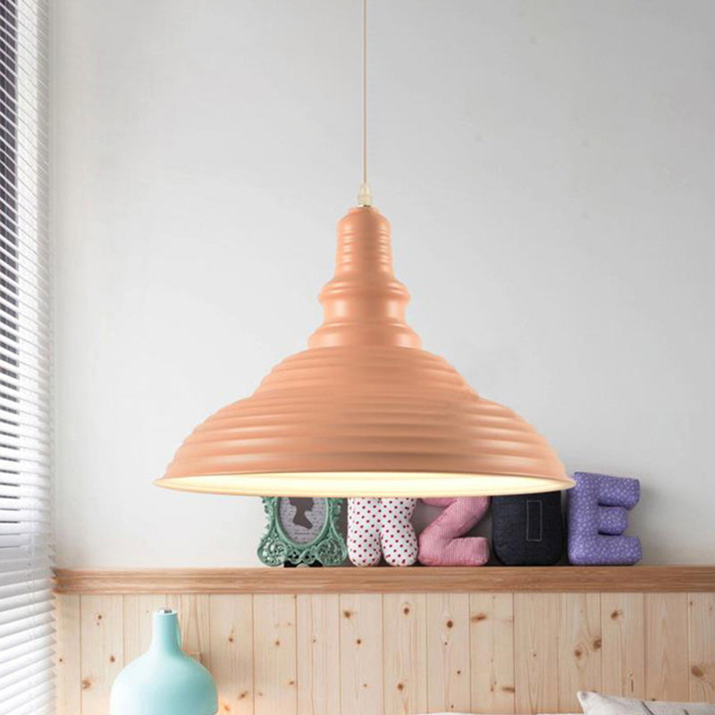 Metal Pink/Blue Pendant Lamp Ribbed Double Bubble 1 Light Industrial Style Suspension Light for Bedroom Pink Clearhalo 'Ceiling Lights' 'Modern Pendants' 'Modern' 'Pendant Lights' 'Pendants' Lighting' 456459