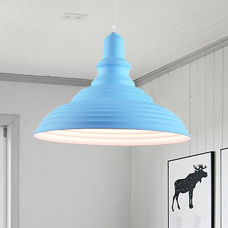 Metal Pink/Blue Pendant Lamp Ribbed Double Bubble 1 Light Industrial Style Suspension Light for Bedroom Blue Clearhalo 'Ceiling Lights' 'Modern Pendants' 'Modern' 'Pendant Lights' 'Pendants' Lighting' 456460