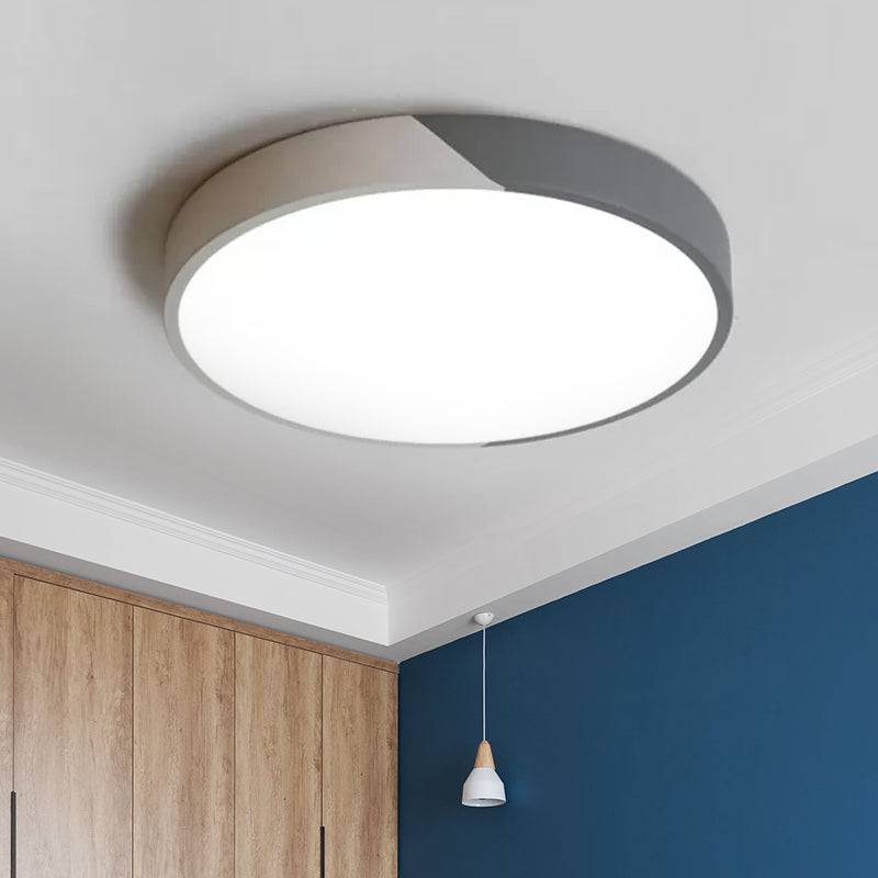 9"/12"/16" Dia Round Flush Mount Lamp Macaron Acrylic and Metal Grey/Yellow/Blue LED Ceiling Fixture for Bedroom Clearhalo 'Ceiling Lights' 'Close To Ceiling Lights' 'Close to ceiling' 'Flush mount' Lighting' 456603