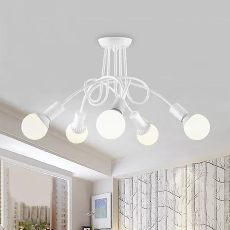 Modern Ceiling Lights Living Room, Large Semi Flush Mount Light with Metal Twist Arm 5 White Clearhalo 'Ceiling Lights' 'Close To Ceiling Lights' 'Close to ceiling' 'Semi-flushmount' Lighting' 456604