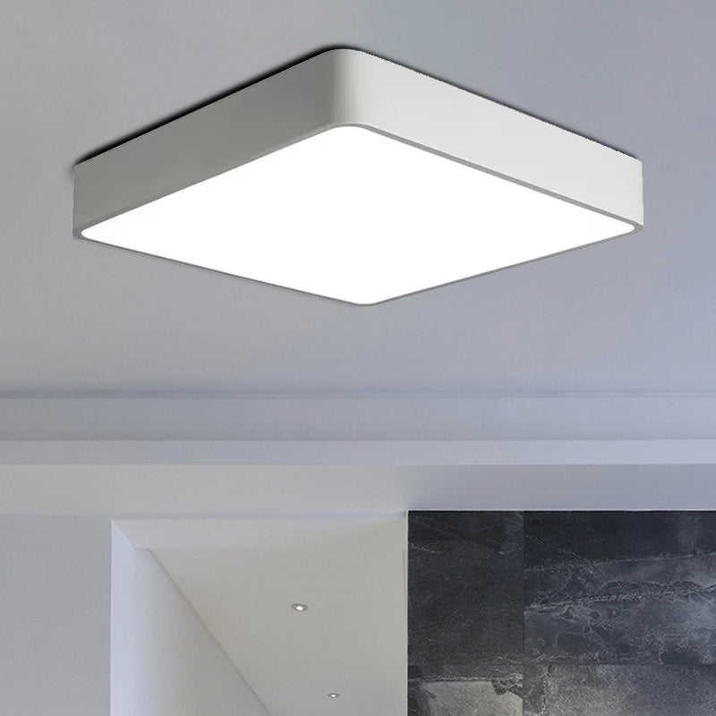 White/Black Square Flush Mount Modern 14"/18"/23.5" Wide Led Metal Flush Mount Light Fixture for Living Room Clearhalo 'Ceiling Lights' 'Close To Ceiling Lights' 'Close to ceiling' 'Flush mount' Lighting' 456615