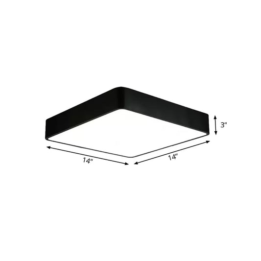 White/Black Square Flush Mount Modern 14"/18"/23.5" Wide Led Metal Flush Mount Light Fixture for Living Room Clearhalo 'Ceiling Lights' 'Close To Ceiling Lights' 'Close to ceiling' 'Flush mount' Lighting' 456616