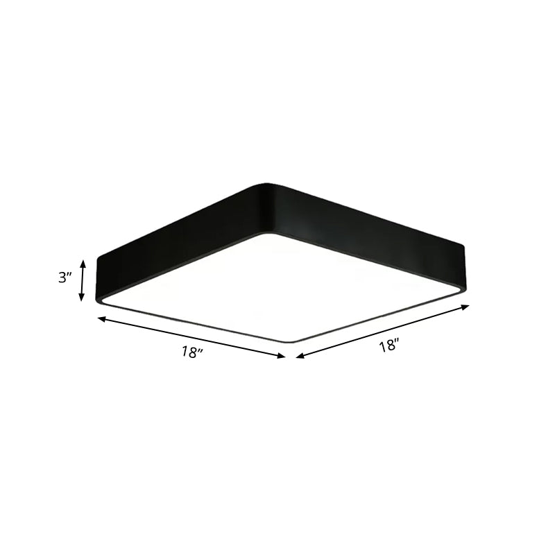 White/Black Square Flush Mount Modern 14"/18"/23.5" Wide Led Metal Flush Mount Light Fixture for Living Room Clearhalo 'Ceiling Lights' 'Close To Ceiling Lights' 'Close to ceiling' 'Flush mount' Lighting' 456617