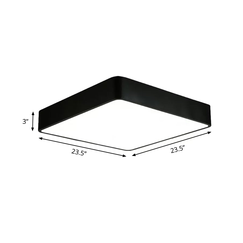 White/Black Square Flush Mount Modern 14"/18"/23.5" Wide Led Metal Flush Mount Light Fixture for Living Room Clearhalo 'Ceiling Lights' 'Close To Ceiling Lights' 'Close to ceiling' 'Flush mount' Lighting' 456618