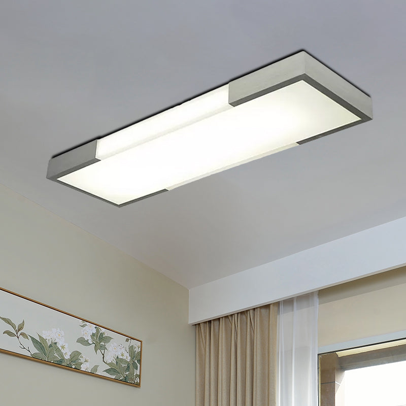 8"/15" Wide Simplicity Rectangular Flush Mount Lamp Metal 24.5"/35.5" Long Led Cloakroom Flush Light Fixture in Black/Silver Clearhalo 'Ceiling Lights' 'Close To Ceiling Lights' 'Close to ceiling' 'Flush mount' Lighting' 456635