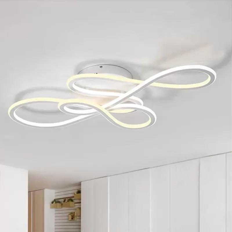 31.5"/39" Wide Twisted Semi Flush Lamp Modern Acrylic LED Living Room Ceiling Light in Inner Warm Outer White/Inner White Outer Warm Light Clearhalo 'Ceiling Lights' 'Close To Ceiling Lights' 'Close to ceiling' 'Semi-flushmount' Lighting' 456637