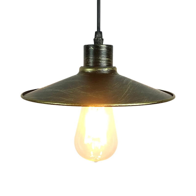 Flared Shade Dining Table Pendant Ceiling Light Industrial Iron 1 Bulb Antique Brass/Rust Hanging Light Clearhalo 'Art Deco Pendants' 'Cast Iron' 'Ceiling Lights' 'Ceramic' 'Crystal' 'Industrial Pendants' 'Industrial' 'Metal' 'Middle Century Pendants' 'Pendant Lights' 'Pendants' 'Tiffany' Lighting' 456652