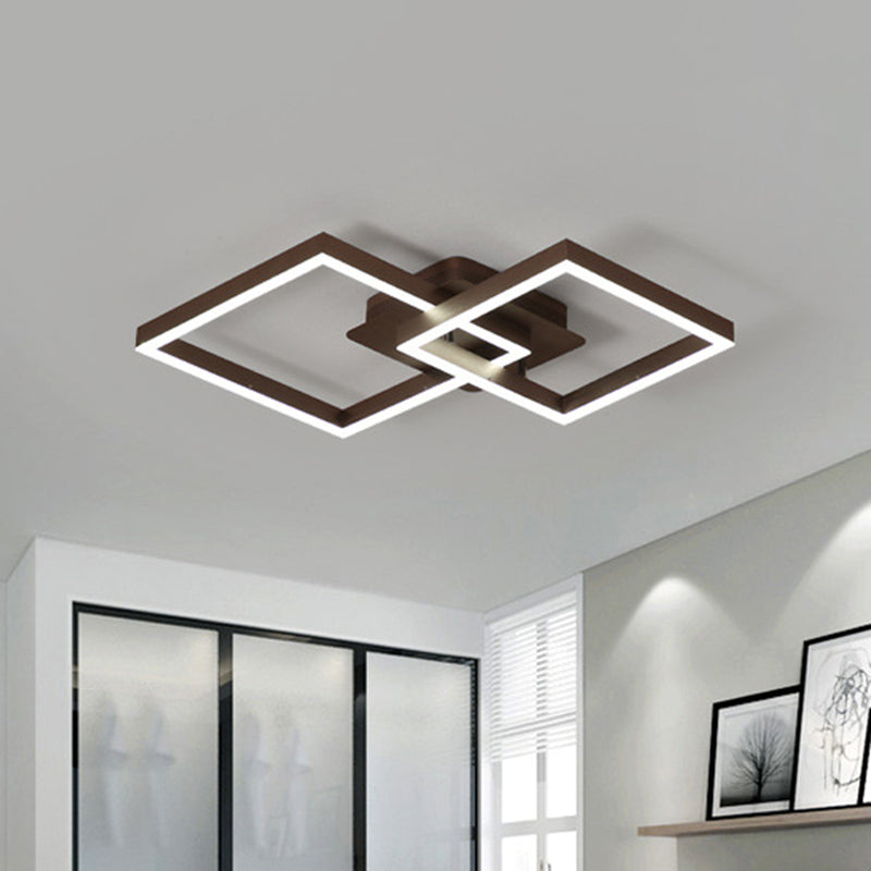 Modern Symmetrical Rhombus Brown Flush Light Acrylic LED Bedroom Ceiling Flush Mount in Warm/White Light Brown Clearhalo 'Ceiling Lights' 'Close To Ceiling Lights' 'Close to ceiling' 'Semi-flushmount' Lighting' 456710