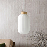 5.5"/8"/12" W Cylinder Pendant Light with Milk Glass Ribbed Shade Modern 1 Light Restaurant Ceiling Fixture in White Clearhalo 'Ceiling Lights' 'Close To Ceiling Lights' 'Glass shade' 'Glass' 'Modern Pendants' 'Modern' 'Pendant Lights' 'Pendants' Lighting' 460150