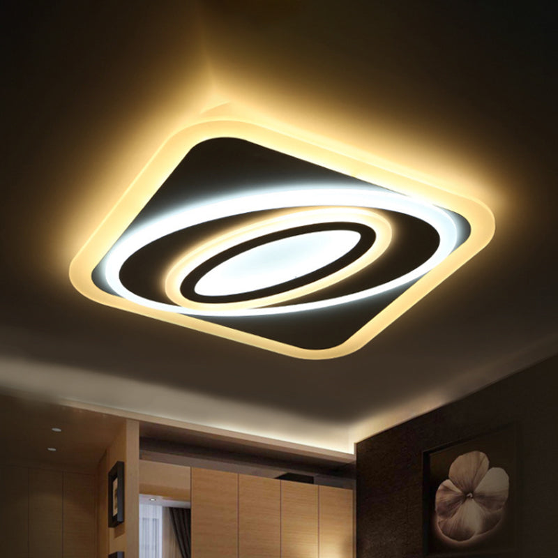 Geometric LED Flush Mount Contemporary Acrylic 8"/19.5" Wide Bedroom Ceiling Light Fixture in Warm/White Light Clearhalo 'Ceiling Lights' 'Close To Ceiling Lights' 'Close to ceiling' 'Flush mount' Lighting' 460188