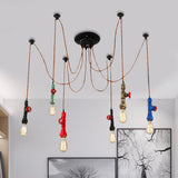 Industrial Style Pipe Pendant Ceiling Light 6-Light Iron Hanging Lamp with/without Shade in Black for Living Room Clearhalo 'Art Deco Pendants' 'Black' 'Cast Iron' 'Ceiling Lights' 'Ceramic' 'Crystal' 'Industrial Pendants' 'Industrial' 'Metal' 'Middle Century Pendants' 'Pendant Lights' 'Pendants' 'Rustic Pendants' 'Tiffany' Lighting' 460223