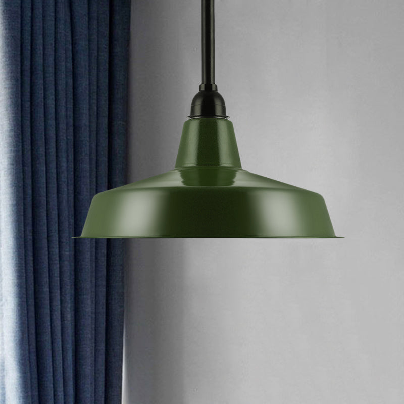 Green Barn Shade Ceiling Pendant Vintage Style Metal 1 Head Living Room Ceiling Fixture with Cord/Downrods Clearhalo 'Art Deco Pendants' 'Cast Iron' 'Ceiling Lights' 'Ceramic' 'Crystal' 'Industrial Pendants' 'Industrial' 'Metal' 'Middle Century Pendants' 'Pendant Lights' 'Pendants' 'Tiffany' Lighting' 460264