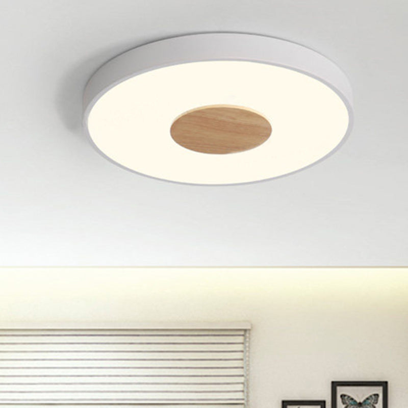 Round Flush Mount Ceiling Light Nordic Iron 1 Head Pink/Blue/White Lighting Fixture for Bedroom, 12"/16"/19.5" Width White Clearhalo 'Ceiling Lights' 'Close To Ceiling Lights' 'Close to ceiling' 'Flush mount' Lighting' 460566