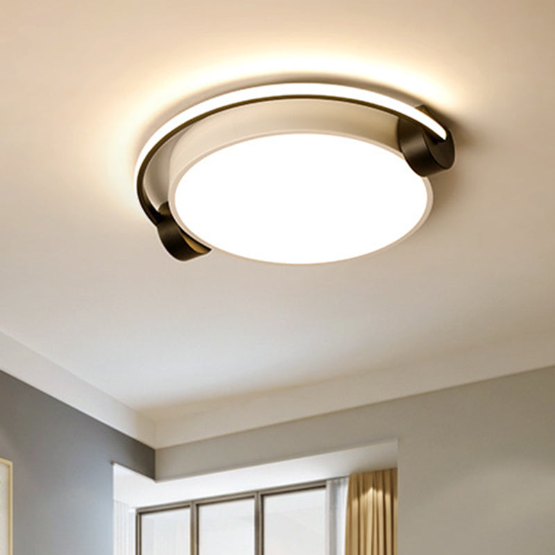 Unique White Headset Flush Mount Light Modern 16.5"/19.5"/23.5" Round Ceiling Light, Warm/White/Stepless Adjusted Clearhalo 'Ceiling Lights' 'Close To Ceiling Lights' 'Close to ceiling' 'Flush mount' Lighting' 460567