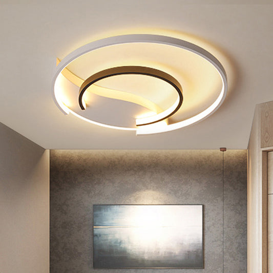 16"/19.5" Double Ring Flushmount Lighting Modern White Unique Ceiling Lights, Warm/White/Stepless Adjusted Clearhalo 'Ceiling Lights' 'Close To Ceiling Lights' 'Close to ceiling' 'Flush mount' Lighting' 460591