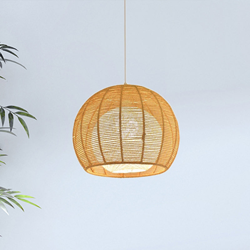 Beige/Flaxen Orb Hanging Light Rustic Rope Shade Single Pendant Lamp over Dining Table Clearhalo 'Ceiling Lights' 'Pendant Lights' 'Pendants' Lighting' 460597