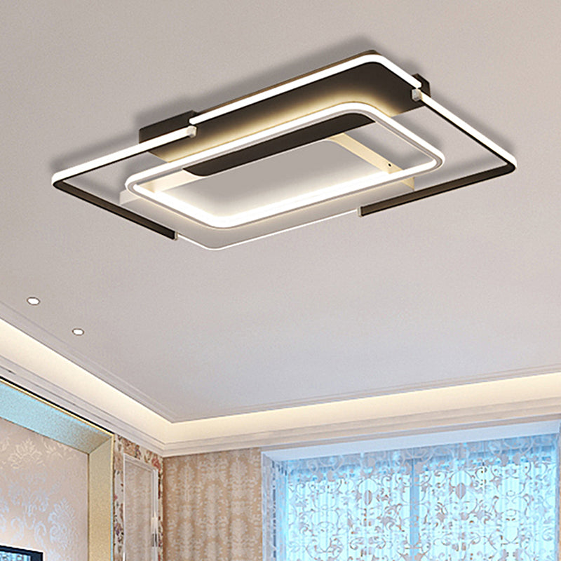 35.5"/43" Rectangular Flush Mount Ceiling Light Modern Unique Bedroom Ceiling Light in Warm/White Clearhalo 'Ceiling Lights' 'Close To Ceiling Lights' 'Close to ceiling' 'Flush mount' Lighting' 460615