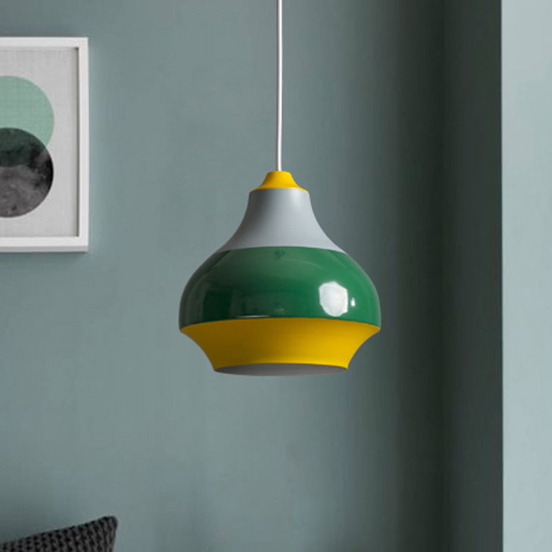 Urn Hanging Light Modern Metal 1 Light Grey/White/Green Pendant Light for Bedroom Clearhalo 'Ceiling Lights' 'Modern Pendants' 'Modern' 'Pendant Lights' 'Pendants' Lighting' 460623