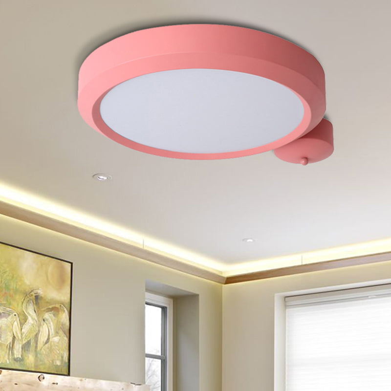 Blue/Red/Yellow Round Flushmount Lighting Metal Integrated Led Nordic Ceiling Flush Light in Second Gear, 20.5"/25" W Red Clearhalo 'Ceiling Lights' 'Close To Ceiling Lights' 'Close to ceiling' 'Flush mount' Lighting' 460656