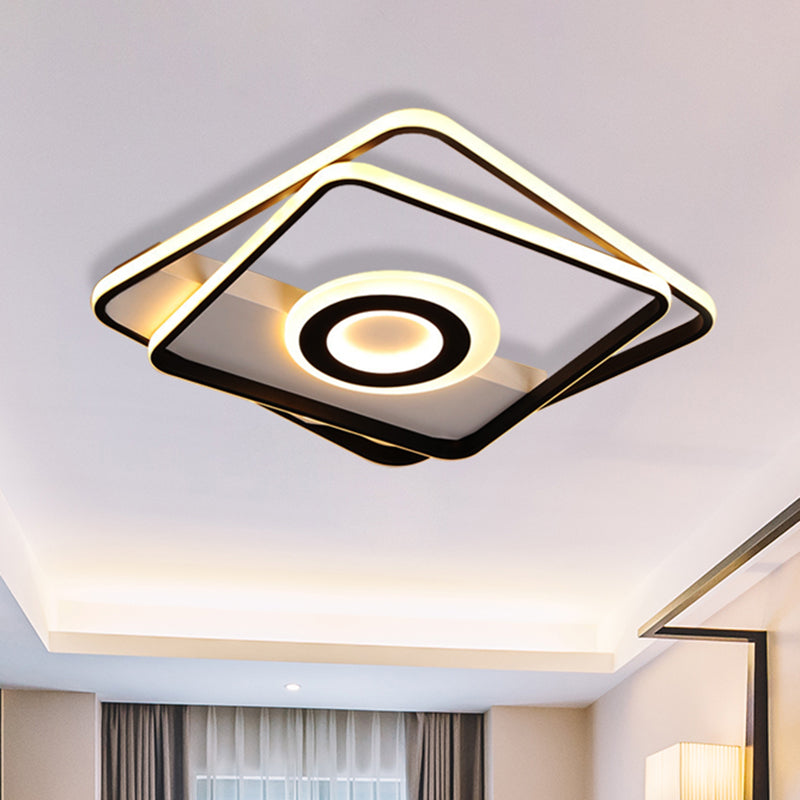 16"/19.5"/23.5"/35.5" Wide Led Square Ceiling Flush Light Minimalist Metal Close to Ceiling Light in Warm/White Light Clearhalo 'Ceiling Lights' 'Close To Ceiling Lights' 'Close to ceiling' 'Flush mount' Lighting' 460677