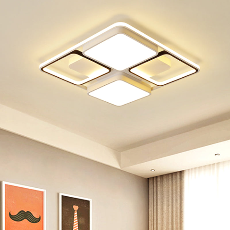 Square/Rectangle Flush Mount Ceiling Light Contemporary Led Flush Lighting in Black/White, 19.5"/45" Wide White 19.5" Clearhalo 'Ceiling Lights' 'Close To Ceiling Lights' 'Close to ceiling' 'Flush mount' Lighting' 460713