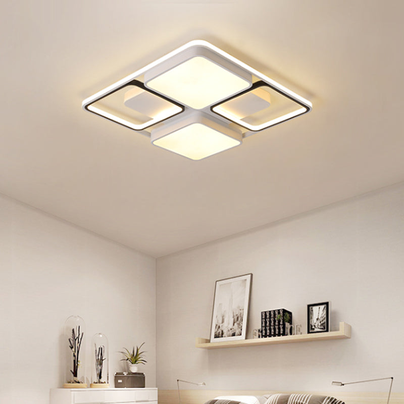 Square/Rectangle Flush Mount Ceiling Light Contemporary Led Flush Lighting in Black/White, 19.5"/45" Wide Clearhalo 'Ceiling Lights' 'Close To Ceiling Lights' 'Close to ceiling' 'Flush mount' Lighting' 460714