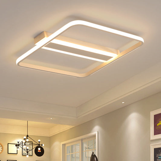 16"/19.5"/23.5" Wide Squared Flushmount Warm/White Light Minimalist Metal Led Flush Ceiling Light with Linear Canopy Clearhalo 'Ceiling Lights' 'Close To Ceiling Lights' 'Close to ceiling' 'Flush mount' Lighting' 460729