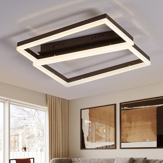 Brown Square Flush Mount Lighting Contemporary Metallic Indoor Led Lighting for Living Room Clearhalo 'Ceiling Lights' 'Close To Ceiling Lights' 'Close to ceiling' 'Flush mount' Lighting' 460732