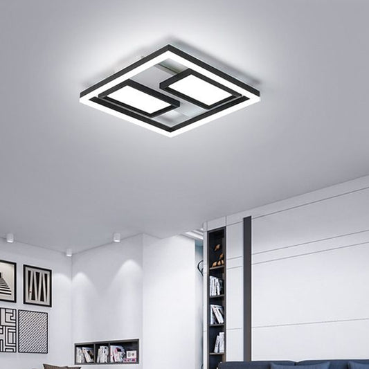 16"/19.5"/35.5"/43" Wide Super Thin Flush Light Nordic Style Metal Black Led Close to Ceiling Light in Warm/White Black White Clearhalo 'Ceiling Lights' 'Close To Ceiling Lights' 'Close to ceiling' 'Flush mount' Lighting' 460745