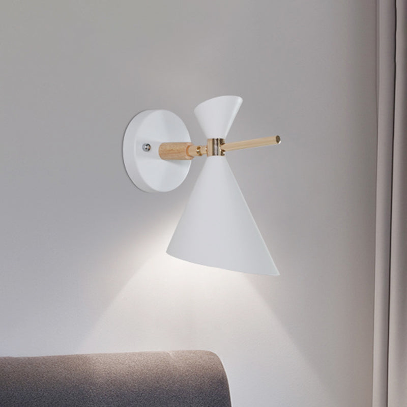 Angle Shade Wall Sconce Macaron Metal 1 Light Black/White/Pink/Yellow/Green Wall Sconce Light for Bedroom Clearhalo 'Cast Iron' 'Glass' 'Industrial' 'Modern wall lights' 'Modern' 'Tiffany' 'Traditional wall lights' 'Vanity Lights' 'Wall Lights' Lighting' 460789