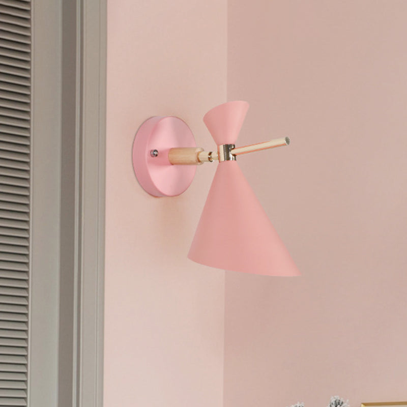 Angle Shade Wall Sconce Macaron Metal 1 Light Black/White/Pink/Yellow/Green Wall Sconce Light for Bedroom Clearhalo 'Cast Iron' 'Glass' 'Industrial' 'Modern wall lights' 'Modern' 'Tiffany' 'Traditional wall lights' 'Vanity Lights' 'Wall Lights' Lighting' 460791