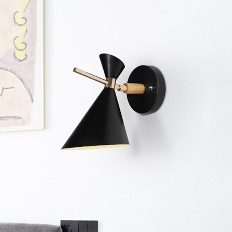 Angle Shade Wall Sconce Macaron Metal 1 Light Black/White/Pink/Yellow/Green Wall Sconce Light for Bedroom Clearhalo 'Cast Iron' 'Glass' 'Industrial' 'Modern wall lights' 'Modern' 'Tiffany' 'Traditional wall lights' 'Vanity Lights' 'Wall Lights' Lighting' 460792