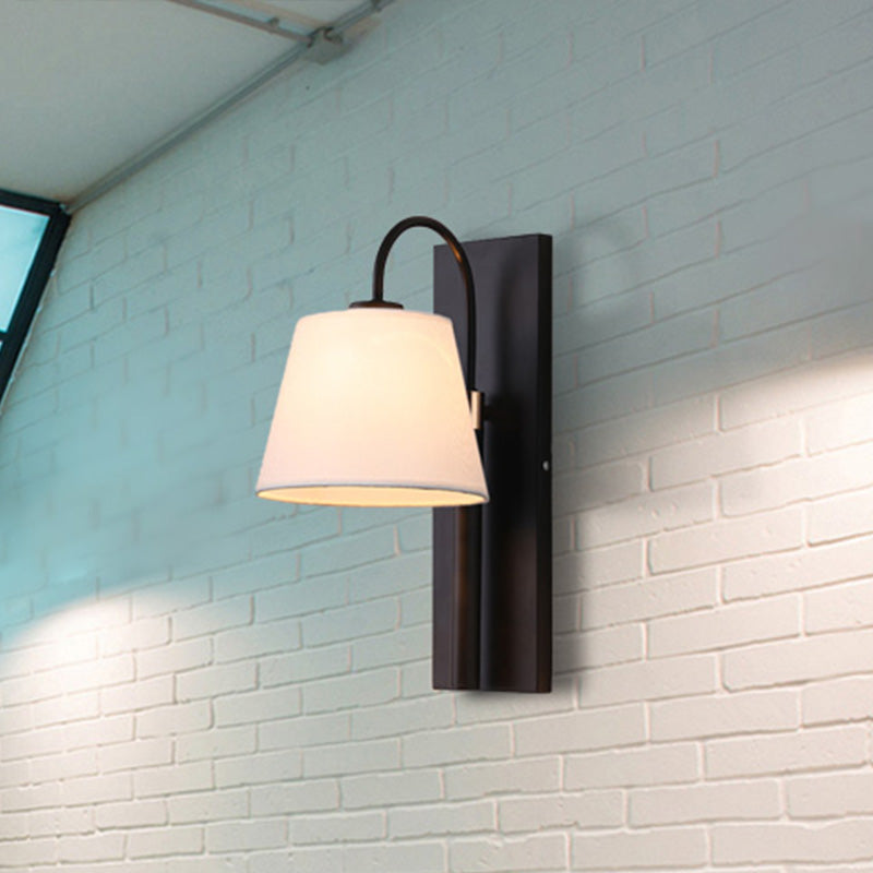 Indoor Wall Lamp with Conical Shade Metal Modernist 1 Head Black/White Wall Mounted Light Fixture for Living Room Clearhalo 'Cast Iron' 'Glass' 'Industrial' 'Modern wall lights' 'Modern' 'Tiffany' 'Traditional wall lights' 'Vanity Lights' 'Wall Lights' Lighting' 464812