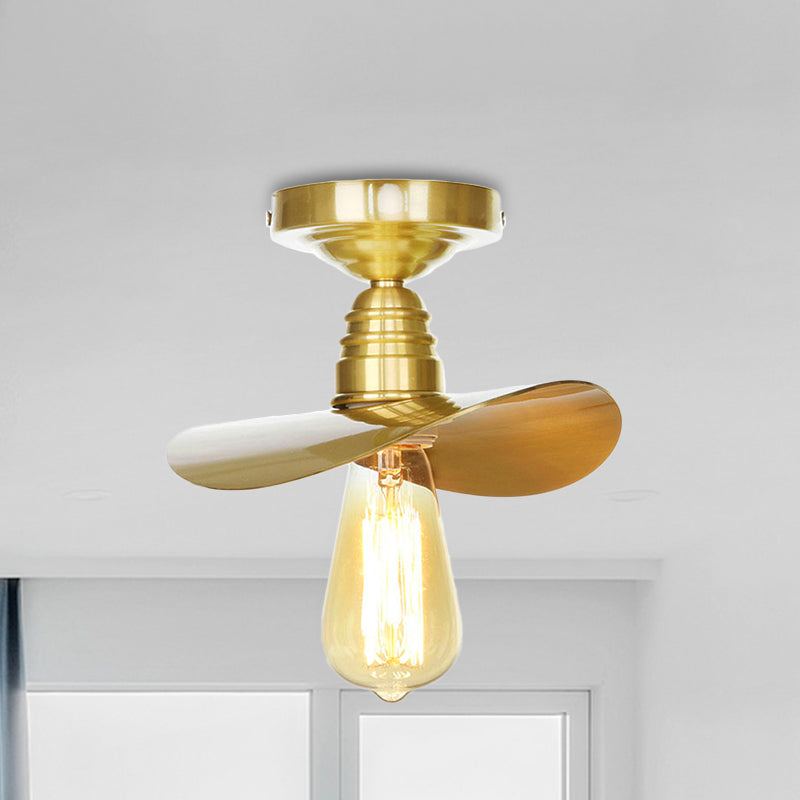 Vintage Style Waveforms/Scalloped Shade Semi Flush Ceiling Light 8"/9.5" W 1 Light Metal Ceiling Fixture in Brass Clearhalo 'Ceiling Lights' 'Close To Ceiling Lights' 'Close to ceiling' 'Semi-flushmount' Lighting' 464824