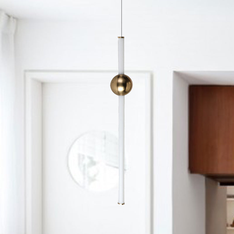 Tube White/Gold Glass Chandelier Lamp Modernist 1 Lights Gold/White Led Ceiling Pendant Light with Horizontal/Vertical Design Clearhalo 'Ceiling Lights' 'Chandeliers' 'Modern Chandeliers' 'Modern' Lighting' 464857