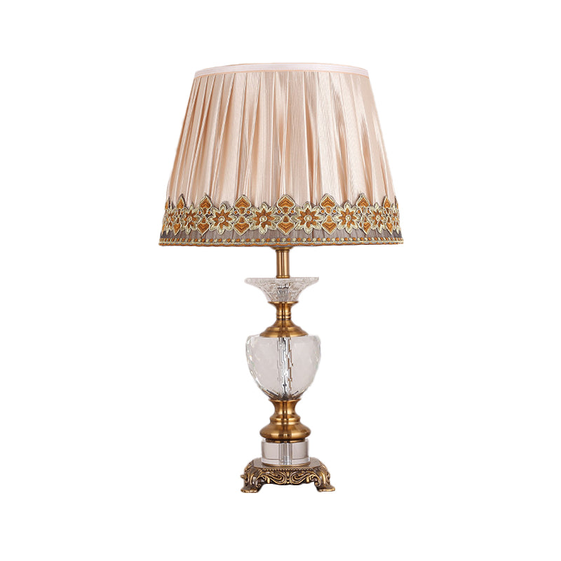 Fabric Shaded Desk Lamp Modern 1 Bulb Gold Table Light with Sculpted Metallic Base Clearhalo 'Lamps' 'Table Lamps' Lighting' 464871