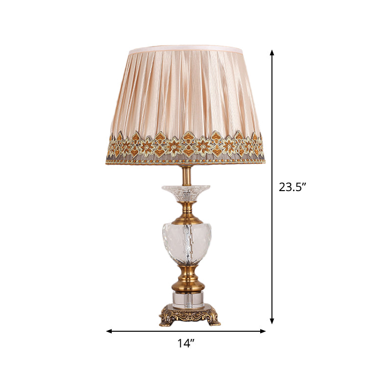 Fabric Shaded Desk Lamp Modern 1 Bulb Gold Table Light with Sculpted Metallic Base Clearhalo 'Lamps' 'Table Lamps' Lighting' 464873