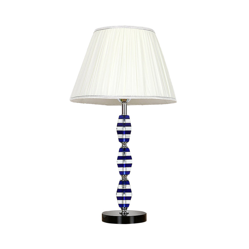 1 Head Dining Room Desk Light Modern Blue Night Table Lamp with Tapered Fabric Shade Clearhalo 'Lamps' 'Table Lamps' Lighting' 464887
