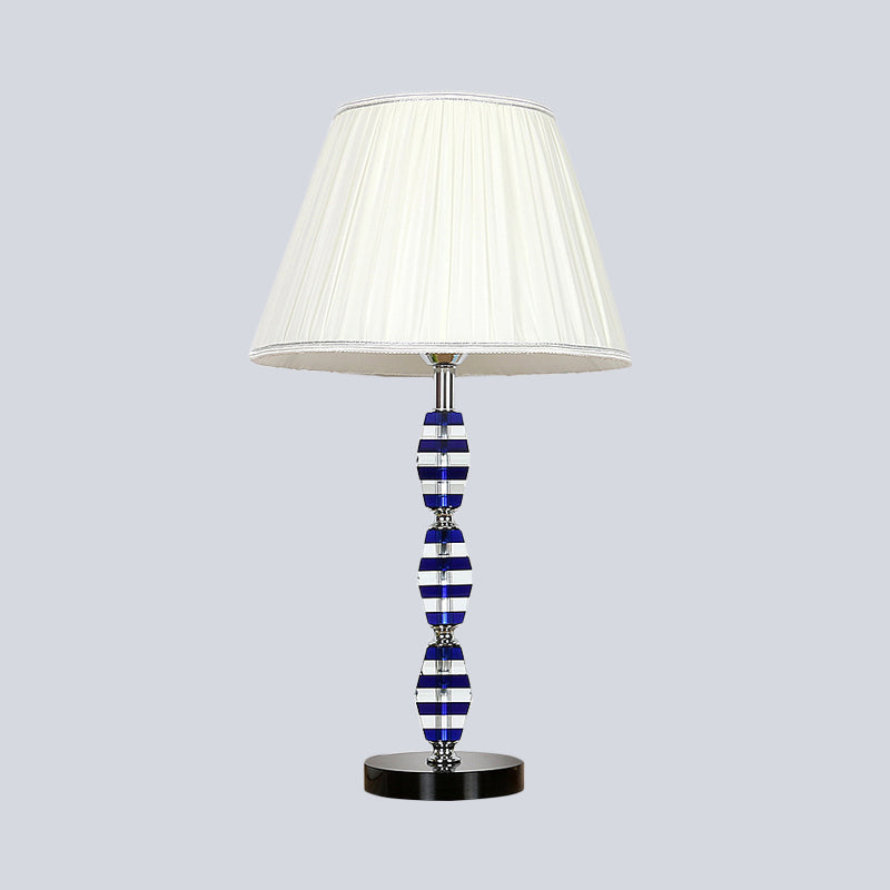 1 Head Dining Room Desk Light Modern Blue Night Table Lamp with Tapered Fabric Shade Clearhalo 'Lamps' 'Table Lamps' Lighting' 464888