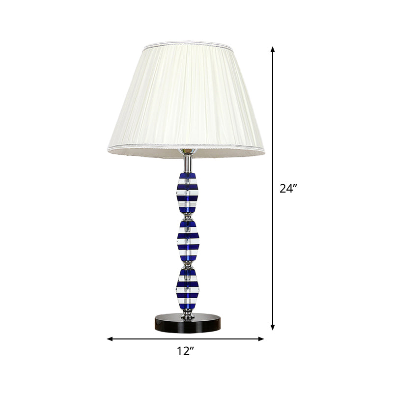 1 Head Dining Room Desk Light Modern Blue Night Table Lamp with Tapered Fabric Shade Clearhalo 'Lamps' 'Table Lamps' Lighting' 464889