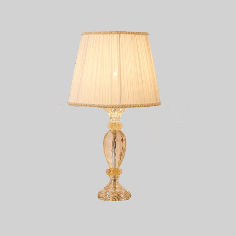 1 Head Jar Shape Task Lighting Contemporary Faceted Crystal Reading Lamp in Beige Clearhalo 'Lamps' 'Table Lamps' Lighting' 464979