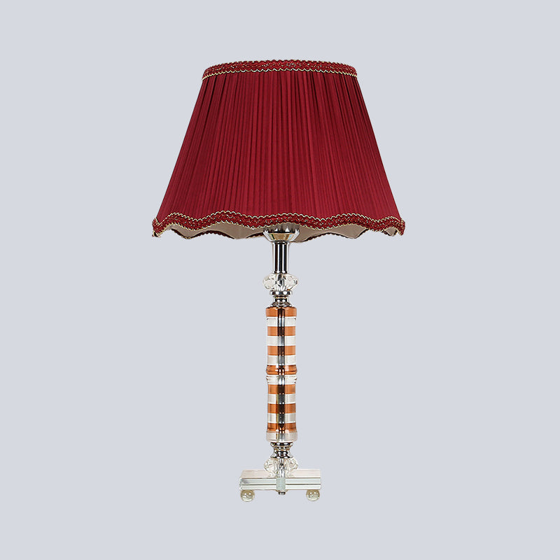 Cylindrical Task Lamp Modernist Hand-Cut Crystal 1 Head Reading Book Light in Red Clearhalo 'Lamps' 'Table Lamps' Lighting' 465009