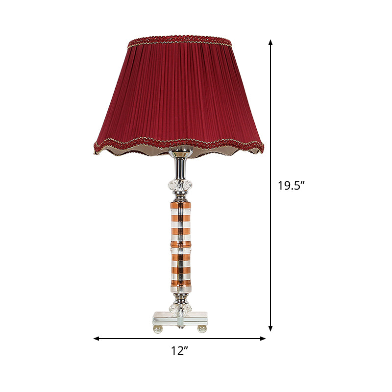 Cylindrical Task Lamp Modernist Hand-Cut Crystal 1 Head Reading Book Light in Red Clearhalo 'Lamps' 'Table Lamps' Lighting' 465010