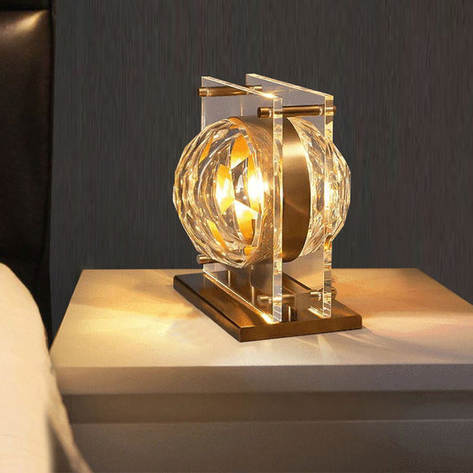 1 Head Bedside Table Light Modern Gold Desk Lamp with Oval Hand-Cut Crystal Shade Clearhalo 'Lamps' 'Table Lamps' Lighting' 465068