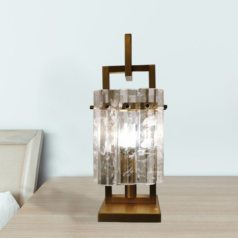 Gold Rectangular Desk Light Modernism 1 Head Beveled Crystal Nightstand Lamp for Bedroom Clearhalo 'Lamps' 'Table Lamps' Lighting' 465074