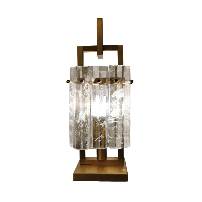 Gold Rectangular Desk Light Modernism 1 Head Beveled Crystal Nightstand Lamp for Bedroom Clearhalo 'Lamps' 'Table Lamps' Lighting' 465075